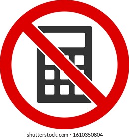 No calculator vector icon. Flat No calculator pictogram is isolated on a white background.