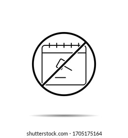 No calendar, legalmeeting icon. Simple thin line, outline vector of calendar ban, prohibition, embargo, interdict, forbiddance icons for ui and ux, website or mobile application