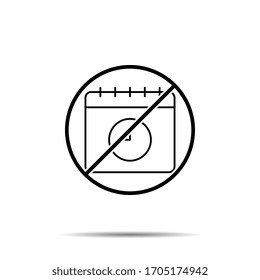 No calendar, time icon. Simple thin line, outline vector of calendar ban, prohibition, embargo, interdict, forbiddance icons for ui and ux, website or mobile application