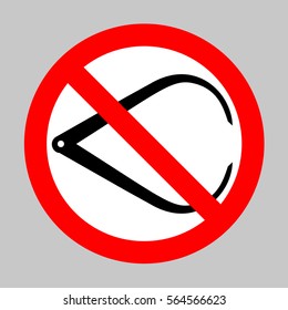 No Caliper sign illustration. Forbidden sign isolated on gray background.
