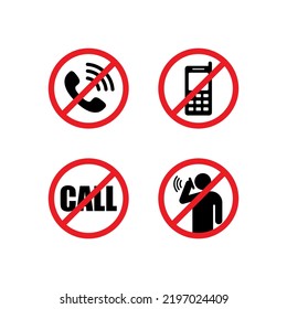 No Call Sign Illustration Vector, Various No Call Symbol With Red Forbidden Sign