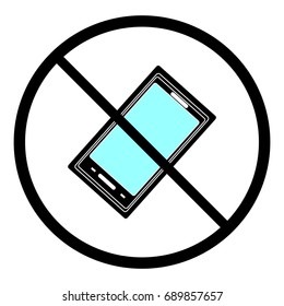 No call sign. Isolated on white background. No telephone symbol on white mark. No telephone ban sign picture. Red sticker vector illustration. Flat vector image. Vector illustration.