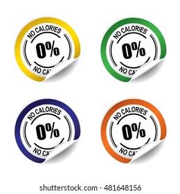 No calories sticker, button, label and sign set - vector
