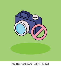 No Camera Free vector cartoon icon illustration.Warning Signs and Texts icon concept isolated . flat cartoon style