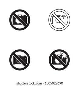 No camera icon in four variations icon set. Vector.