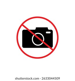  No camera icon in modern flat design isolated on white background, forbidden take photo vector illustration for web site or mobile app.
