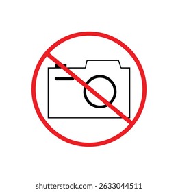  No camera icon in modern flat design isolated on white background, forbidden take photo vector illustration for web site or mobile app.