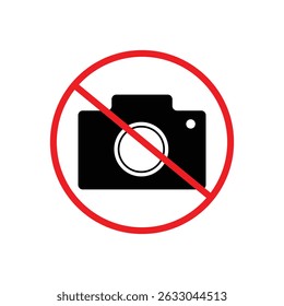  No camera icon in modern flat design isolated on white background, forbidden take photo vector illustration for web site or mobile app.