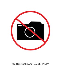  Kein Kamerasymbol im modernen Flachdesign einzeln auf weißem Hintergrund, verbotenes Fotografieren einer Vektorgrafik für eine Website oder eine mobile App.