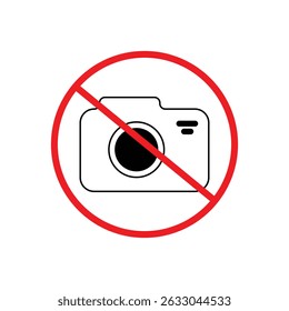  No camera icon in modern flat design isolated on white background, forbidden take photo vector illustration for web site or mobile app.