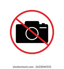  No camera icon in modern flat design isolated on white background, forbidden take photo vector illustration for web site or mobile app.