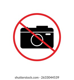  No camera icon in modern flat design isolated on white background, forbidden take photo vector illustration for web site or mobile app.