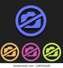 no camera icon in multi color. Simple glyph vector of Ban set for UI and UX, website or mobile application on white background