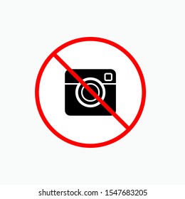 No Camera Icon. Prohibition for Documentation Symbol for Design, Presentation, Website or Apps Elements - Vector.  Logo Template.