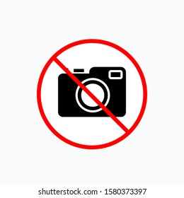 No Camera Icon. Prohibition Symbol for Documentation. Applied for Design, Presentation, Website or Apps Elements - Vector.  Logo Template.