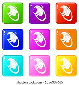 No camera icons set 9 color collection isolated on white for any design