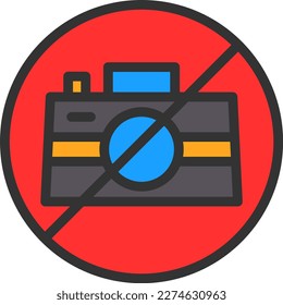 No Camera Line Filled Vector Icon Design