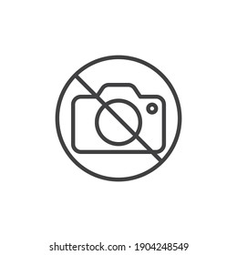 No camera line icon. linear style sign for mobile concept and web design. No photo camera outline vector icon. Symbol, logo illustration. Vector graphics