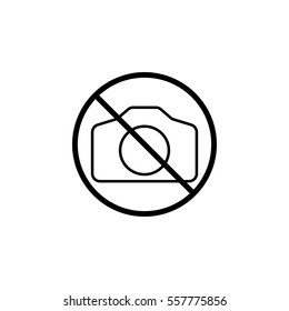 No camera line icon, prohibition sign, forbidden no photo & photography, vector graphics, a linear pattern on a white background, eps 10.