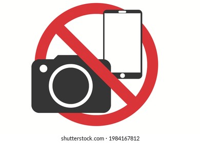No camera and mobile phone symbol on white background, 3D rendering