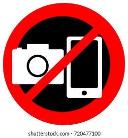 No camera and mobile symbol on white background. Vector illustration.