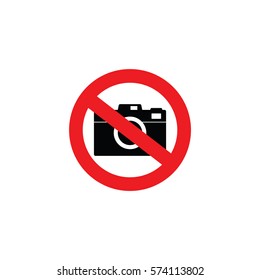 No camera or no photo sign red prohibition vector illustration. No taking picture or no photography sign.