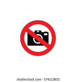 No camera or no photo sign red prohibition vector illustration. No taking picture or no photography sign.