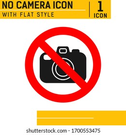 No camera or no photo vector icon with flat style. Design for technology, mobile app, web design, UI, UX and other. Editable size and color. EPS file