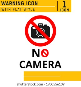 No camera or no photo vector icon with flat style. Design for technology, mobile app, web design, UI, UX and more. Editable size and color. EPS file