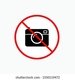 No Camera. Prohibition Symbol to Documentation. Applied for Design, Presentation, Website or Apps Elements - Vector. Logo Template.