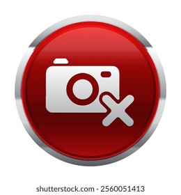 No camera red button, vector sign isolated