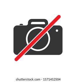 No camera sign on white background. Photo and camera forbidden vector sign. No photo sign isolated
