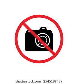 No camera sign, No photography symbol. prohibition sign.