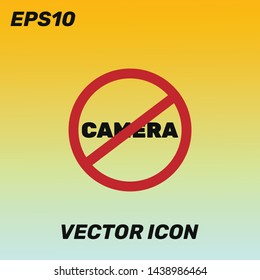"No Camera" sign vector icon illustration. Golden gradient background. Premium quality.