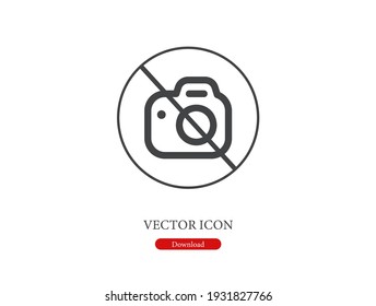 No camera vector icon.  Editable stroke. Linear style sign for use on web design and mobile apps, logo. Symbol illustration. Pixel vector graphics - Vector