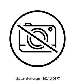 no camera vector icon, no photo illustration sign, not to take photographs, line symbol.
