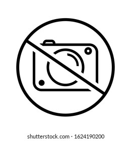no camera vector icon, no photo illustration sign, not to take photographs, line symbol.