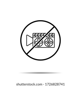 No camera, video, cinema icon. Simple thin line, outline vector of cinema ban, prohibition, embargo, interdict, forbiddance icons for ui and ux, website or mobile application