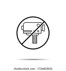 No camera, video icon. Simple thin line, outline vector of cinema ban, prohibition, embargo, interdict, forbiddance icons for ui and ux, website or mobile application
