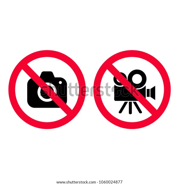 カメラとビデオの赤の禁止標識はありません 撮影と録画は許可されていません 撮影標識はありません ビデオカメラのサインはありません のベクター画像素材 ロイヤリティフリー