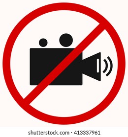 No camera, no video sign. Red prohibition vector symbol. You can simply change color and size