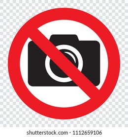 No cameras allowed sign, EPS8. Red prohibition no camera sign. No taking pictures, no photographs sign.
