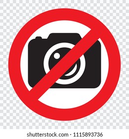 No cameras allowed sign, EPS8. Red prohibition no camera sign. No taking pictures, no photographs sign.