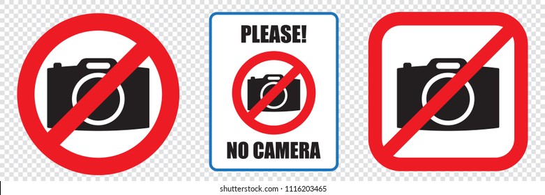 No Cameras Allowed Sign, EPS8. Red Prohibition No Camera Sign. No Taking Pictures, No Photographs Sign.