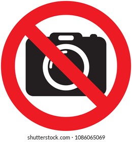 No Cameras Allowed Sign. Red Prohibition No Camera Sign. No Taking Pictures, No Photographs Sign.