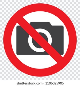 No cameras allowed sign. Red prohibition no camera sign. No taking pictures, no photographs sign.