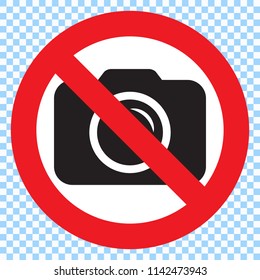 No Cameras Allowed Sign. Red Prohibition No Camera Sign. No Taking Pictures, No Photographs Sign.