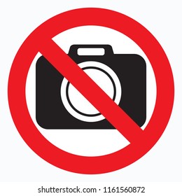 No Cameras Allowed Sign. Red Prohibition No Camera Sign. No Taking Pictures, No Photographs Sign.