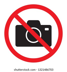 No Cameras Allowed Sign. Red Prohibition No Camera Sign. No Taking Pictures, No Photographs Sign.