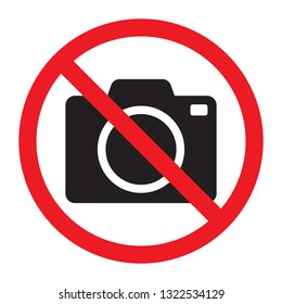 No Cameras Allowed Sign. Red Prohibition No Camera Sign. No Taking Pictures, No Photographs Sign.